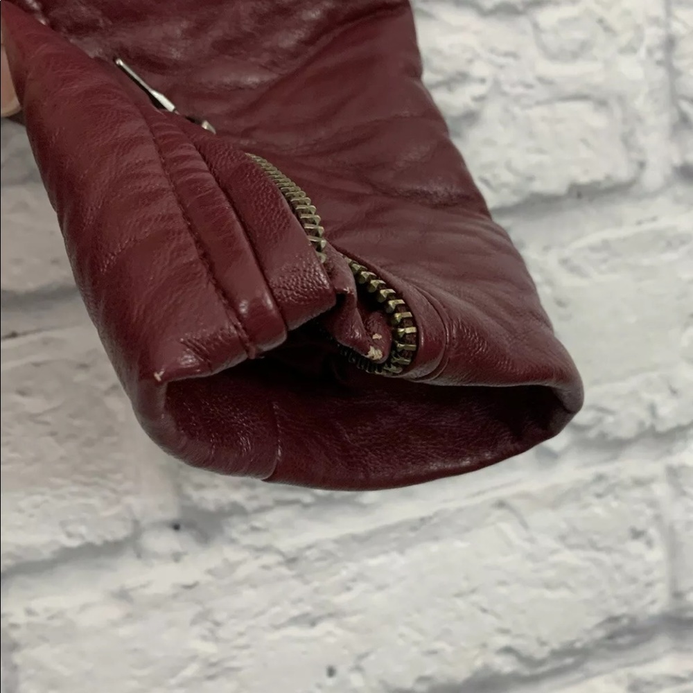 ANN TAYLOR MAROON BURGUNDY FAUX LEATHER JACKET - Picture 5 of 9